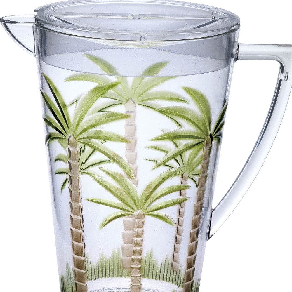 2.5 Quart Clear and Green Palm Tree Acrylic Pitcher - Loft&Timber