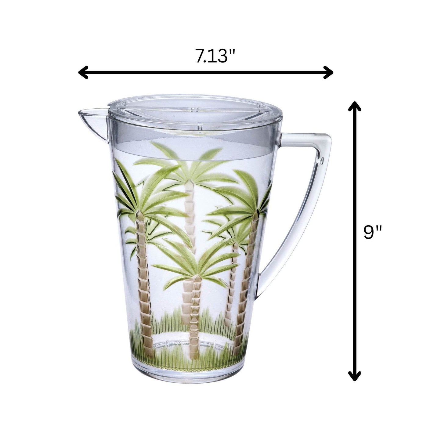 2.5 Quart Clear and Green Palm Tree Acrylic Pitcher - Loft&Timber