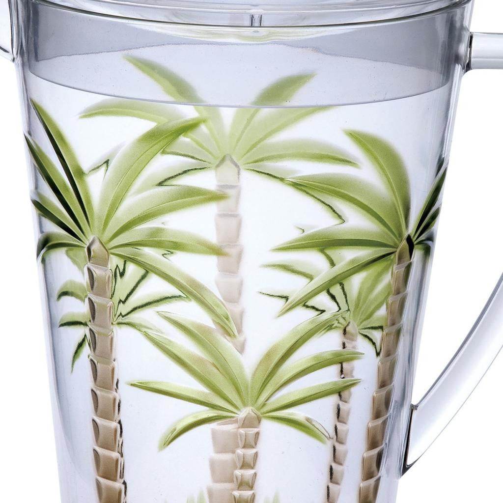 2.5 Quart Clear and Green Palm Tree Acrylic Pitcher - Loft&Timber