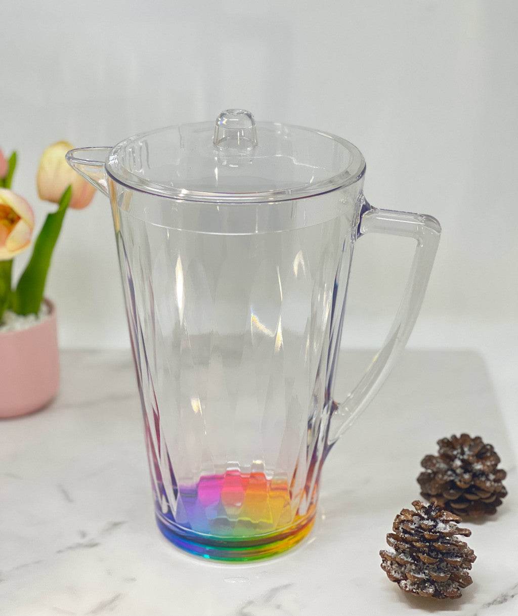 2.5 Clear and Rainbow Diamond Acrylic Pitcher - Loft&Timber