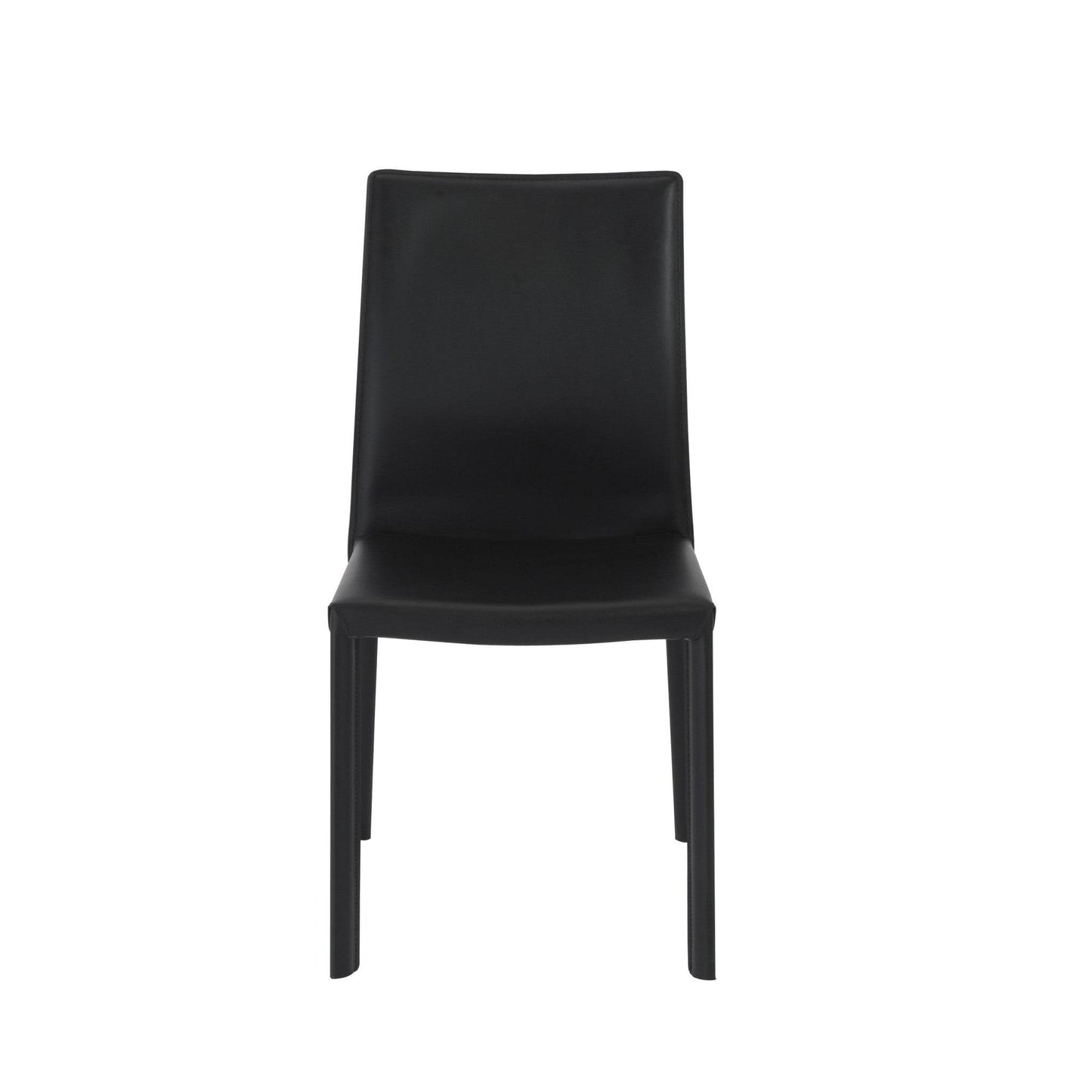 Set of Two Black Upholstered Leather Dining Side Chairs - Loft&Timber