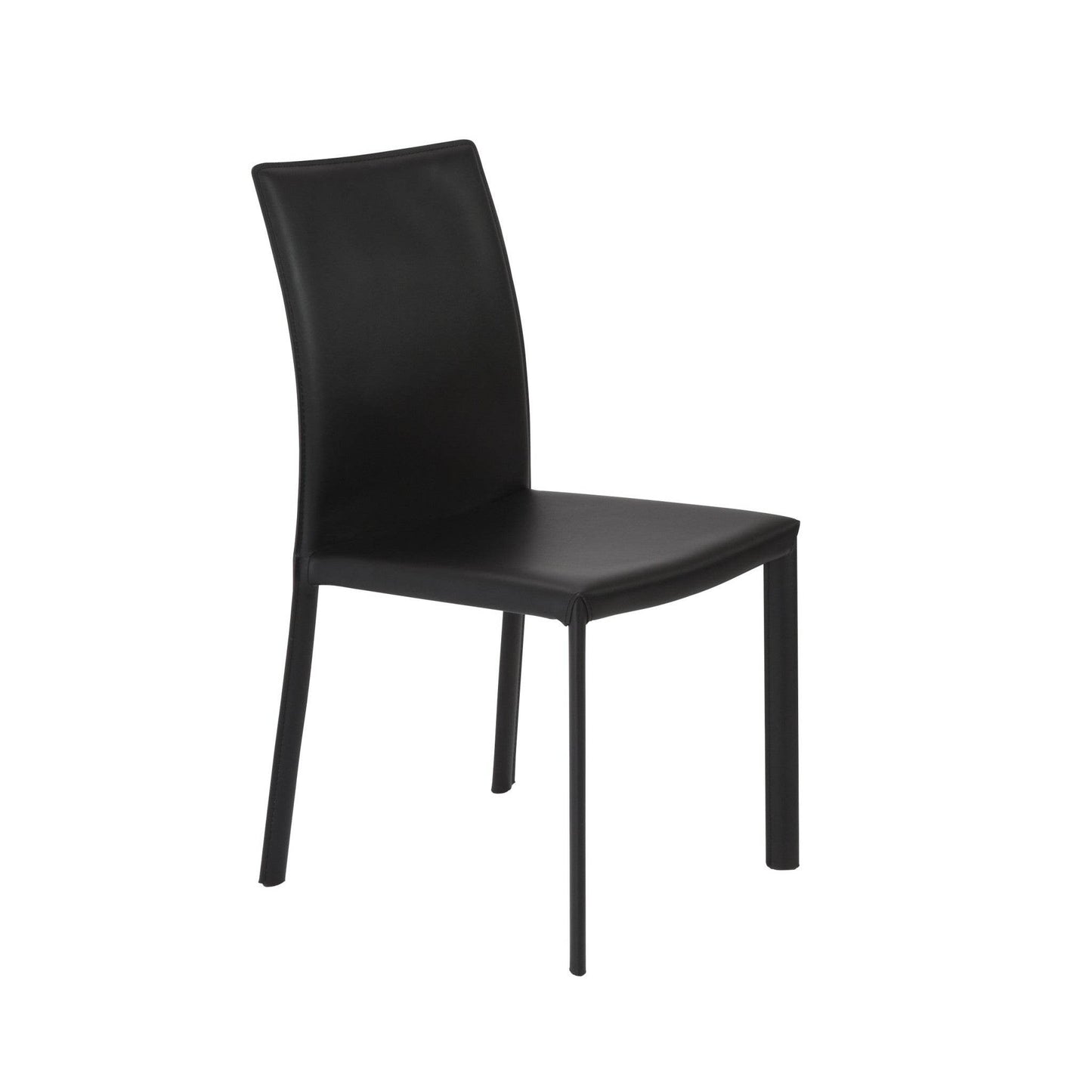 Set of Two Black Upholstered Leather Dining Side Chairs - Loft&Timber