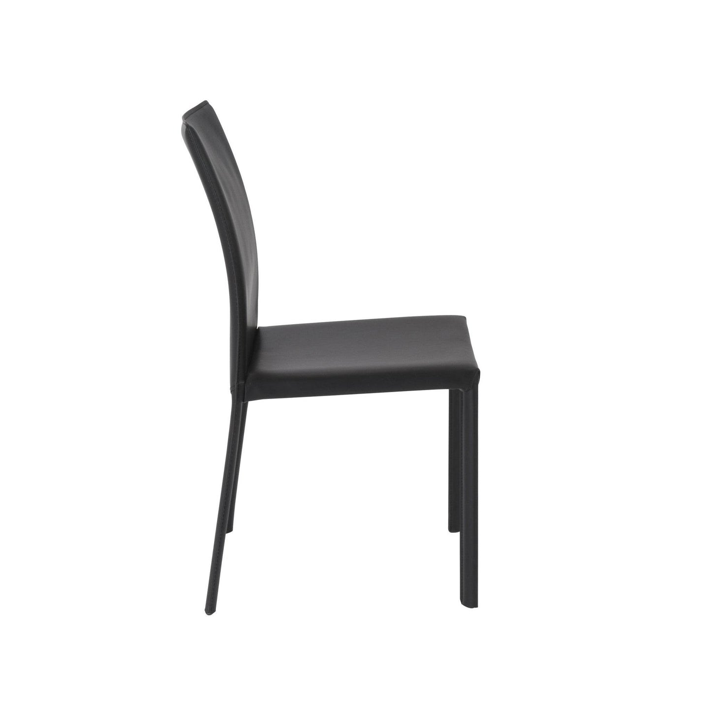 Set of Two Black Upholstered Leather Dining Side Chairs - Loft&Timber