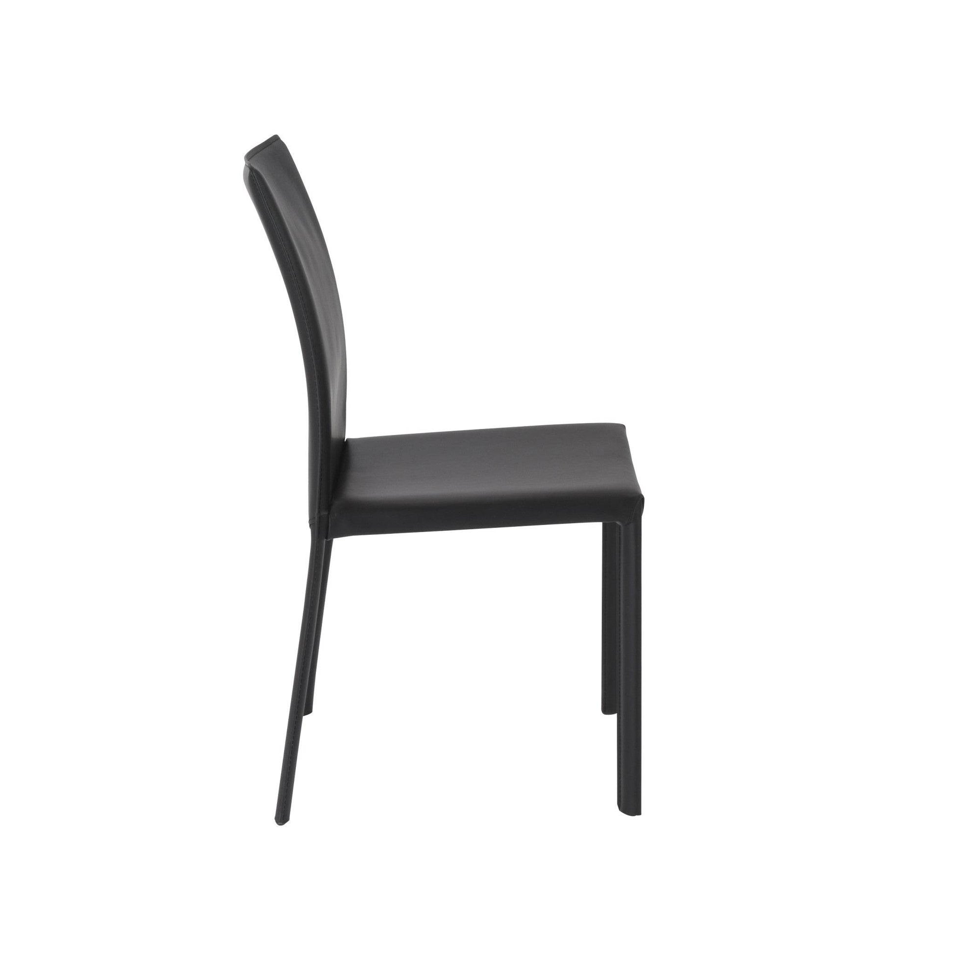 Set of Two Black Upholstered Leather Dining Side Chairs - Loft&Timber