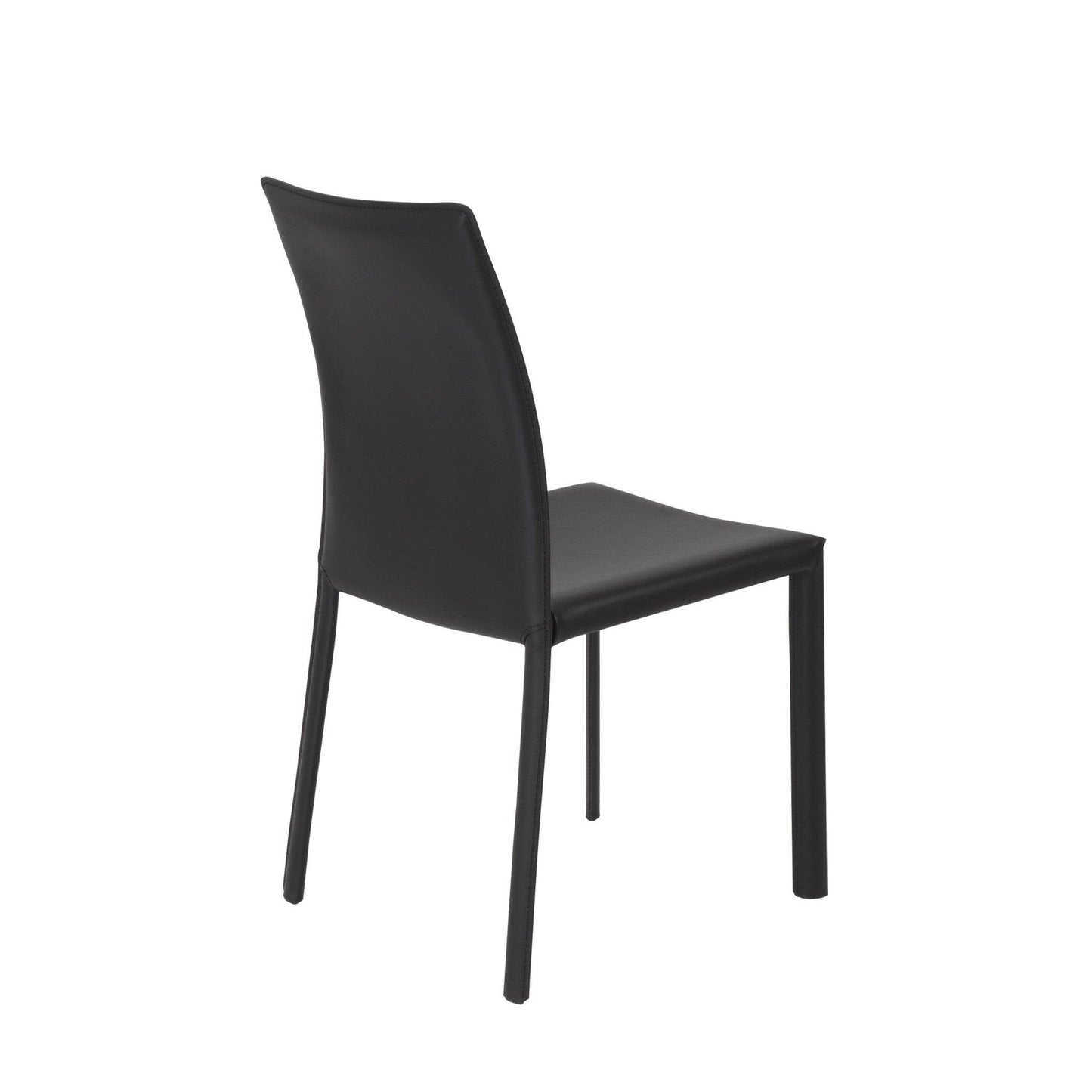 Set of Two Black Upholstered Leather Dining Side Chairs - Loft&Timber