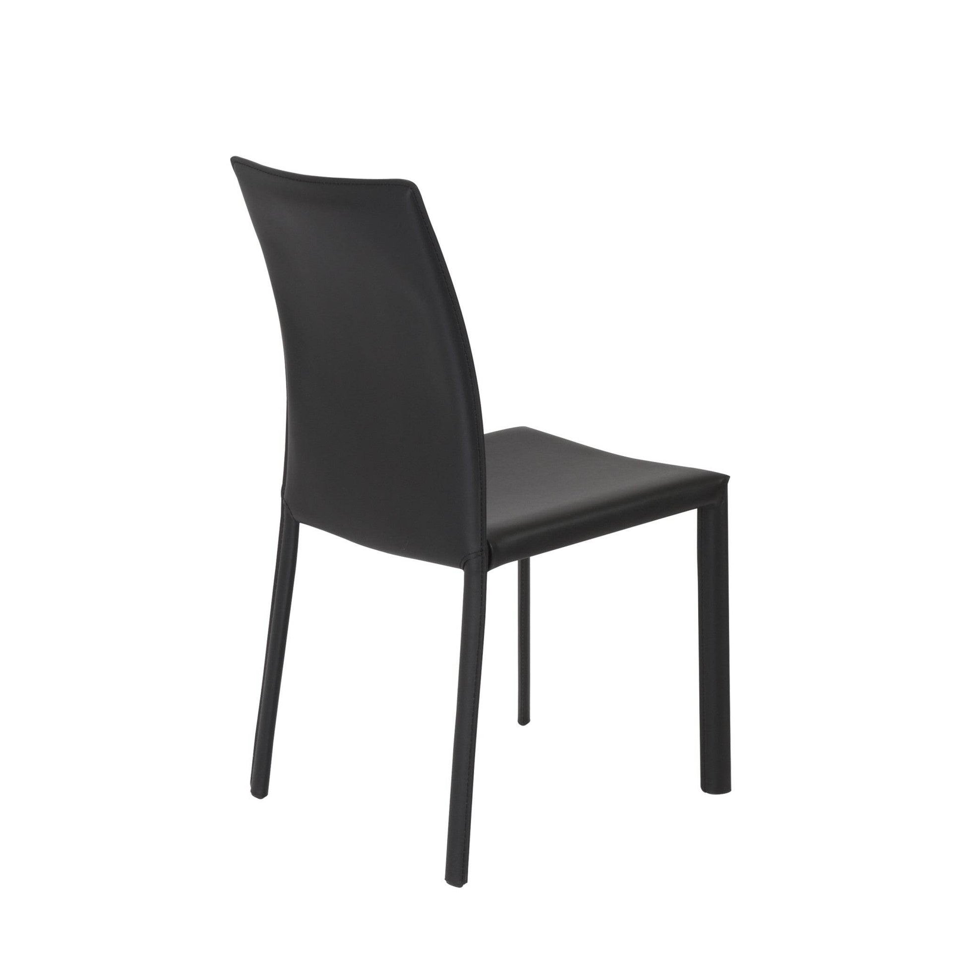 Set of Two Black Upholstered Leather Dining Side Chairs - Loft&Timber