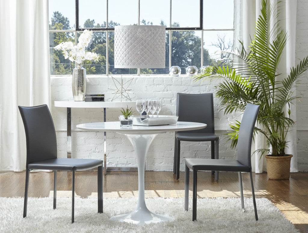 Set of Two Black Upholstered Leather Dining Side Chairs - Loft&Timber