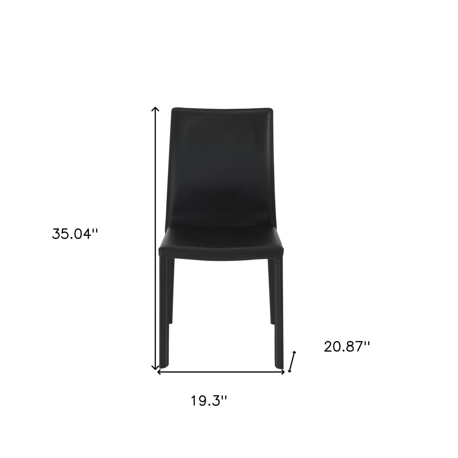 Set of Two Black Upholstered Leather Dining Side Chairs - Loft&Timber