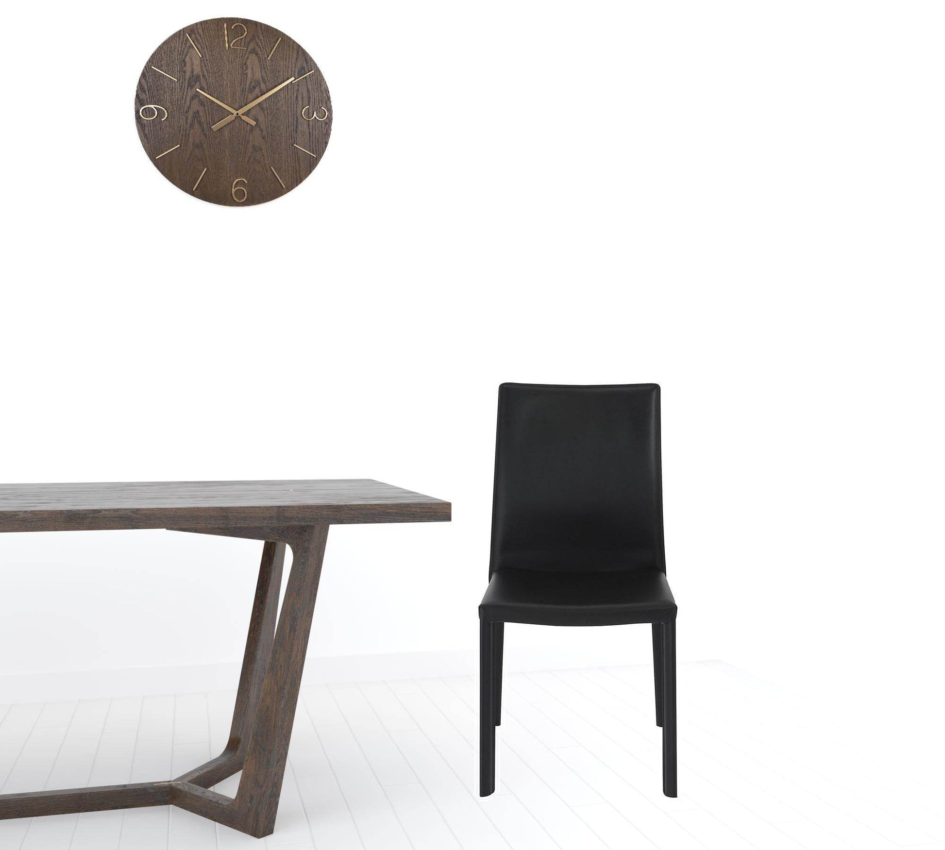 Set of Two Black Upholstered Leather Dining Side Chairs - Loft&Timber