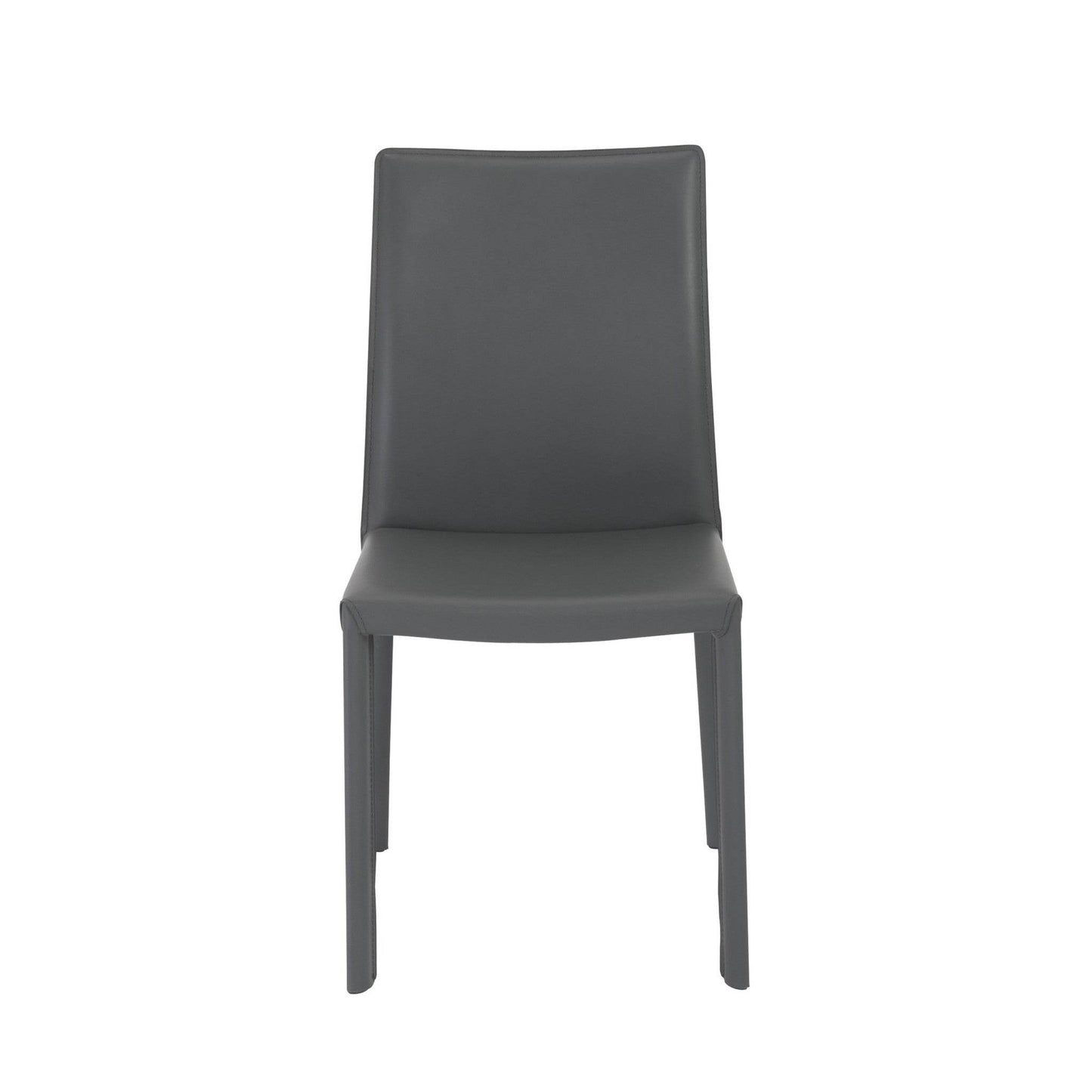 Set of Two Gray Upholstered Leather Dining Side Chairs - Loft&Timber