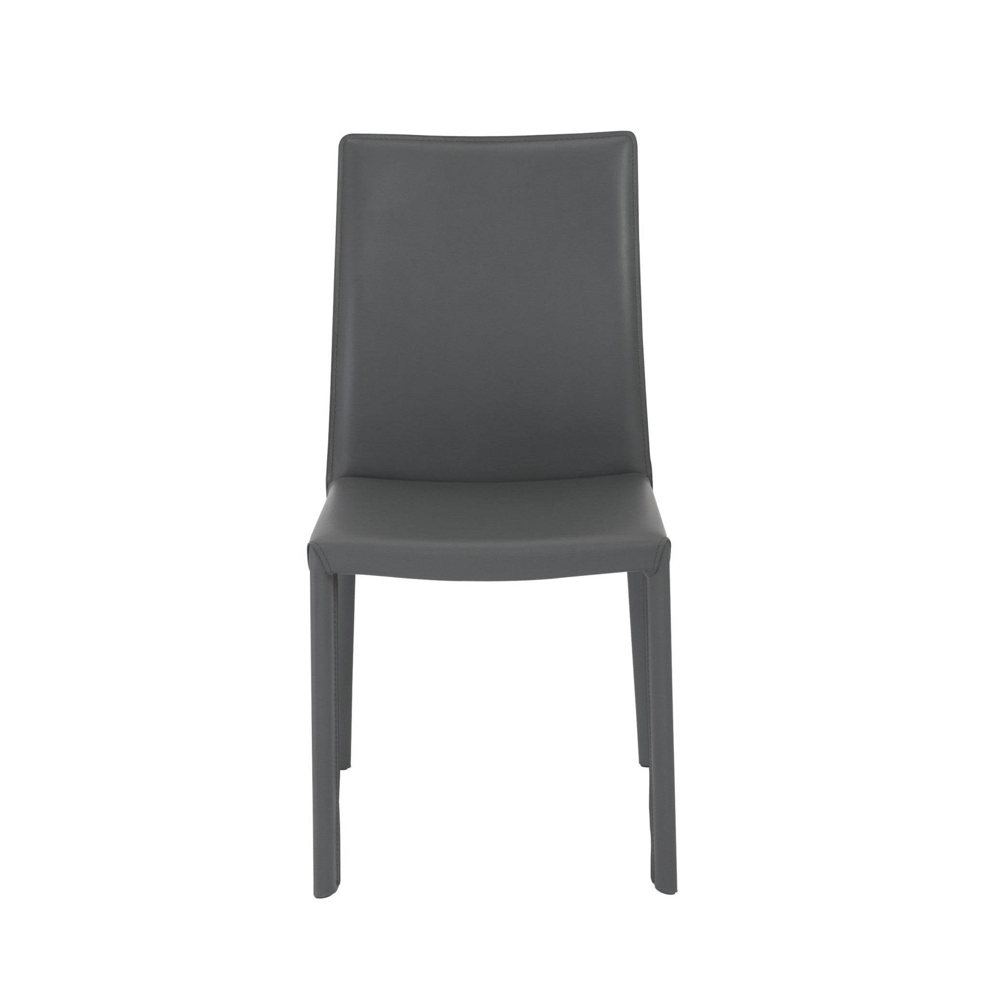 Set of Two Gray Upholstered Leather Dining Side Chairs - Loft&Timber