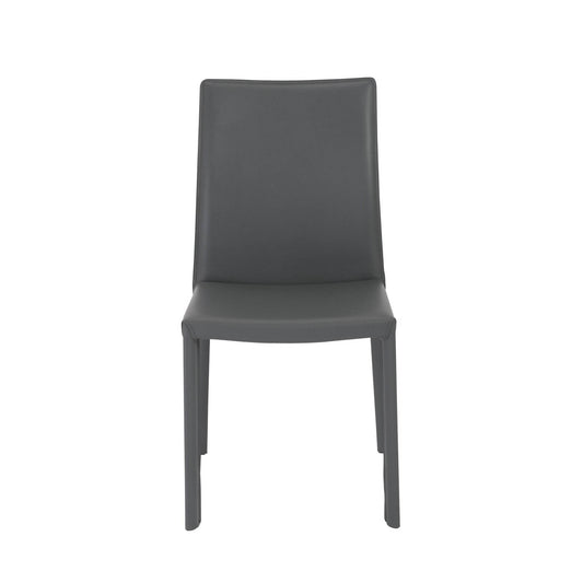 Set of Two Gray Upholstered Leather Dining Side Chairs - Loft&Timber
