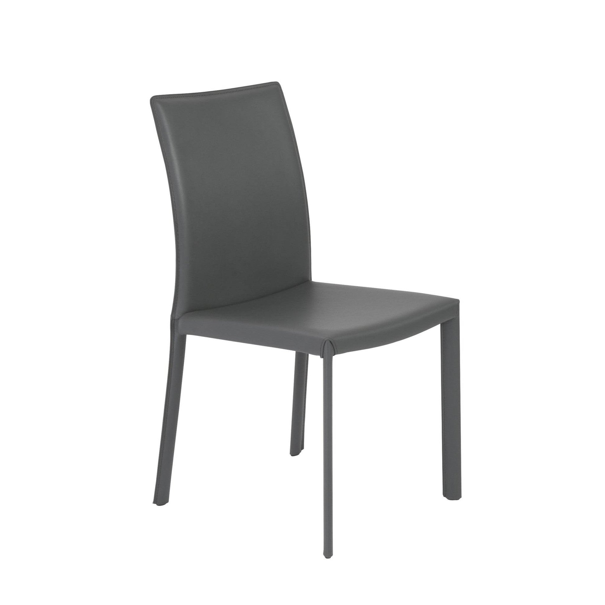 Set of Two Gray Upholstered Leather Dining Side Chairs - Loft&Timber
