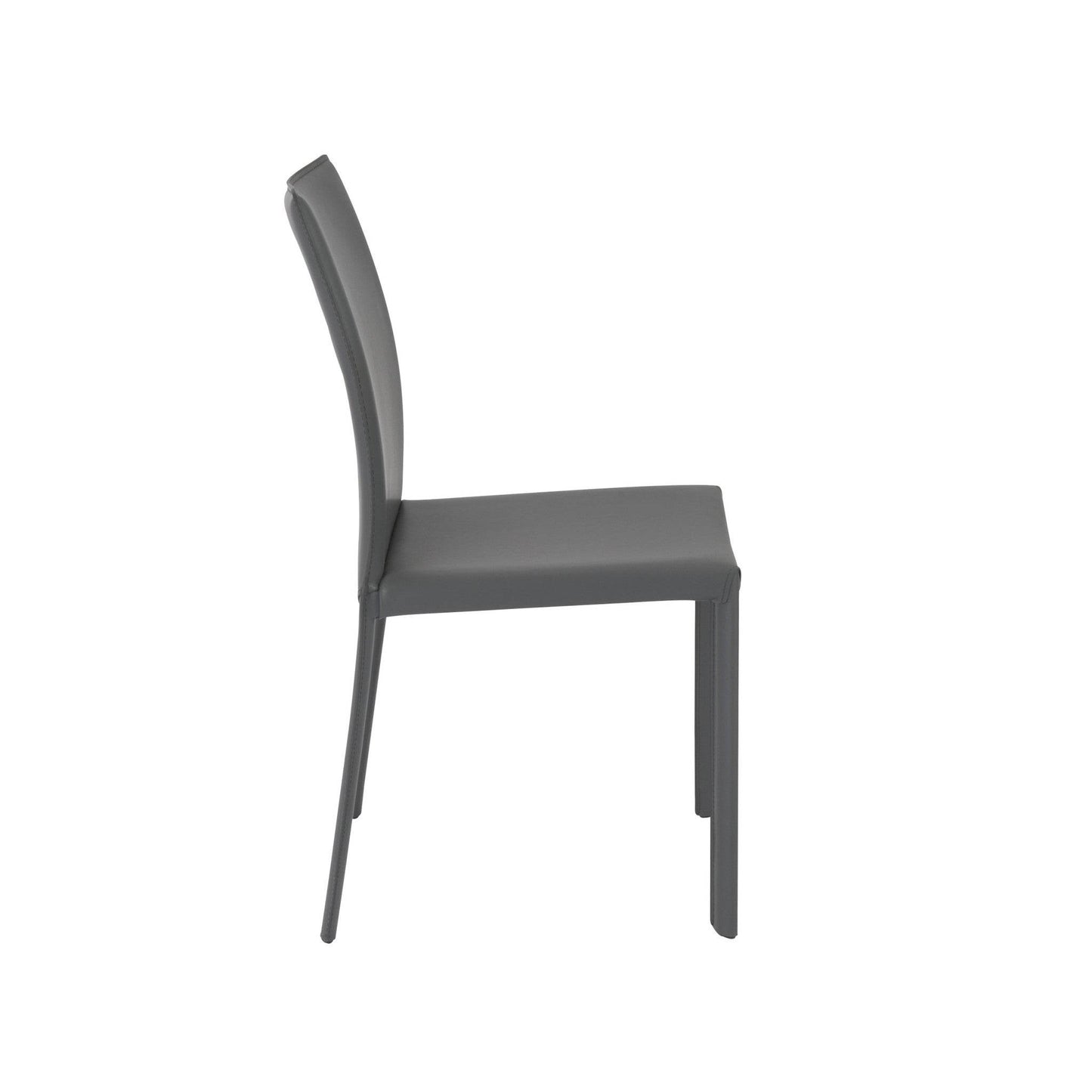 Set of Two Gray Upholstered Leather Dining Side Chairs - Loft&Timber