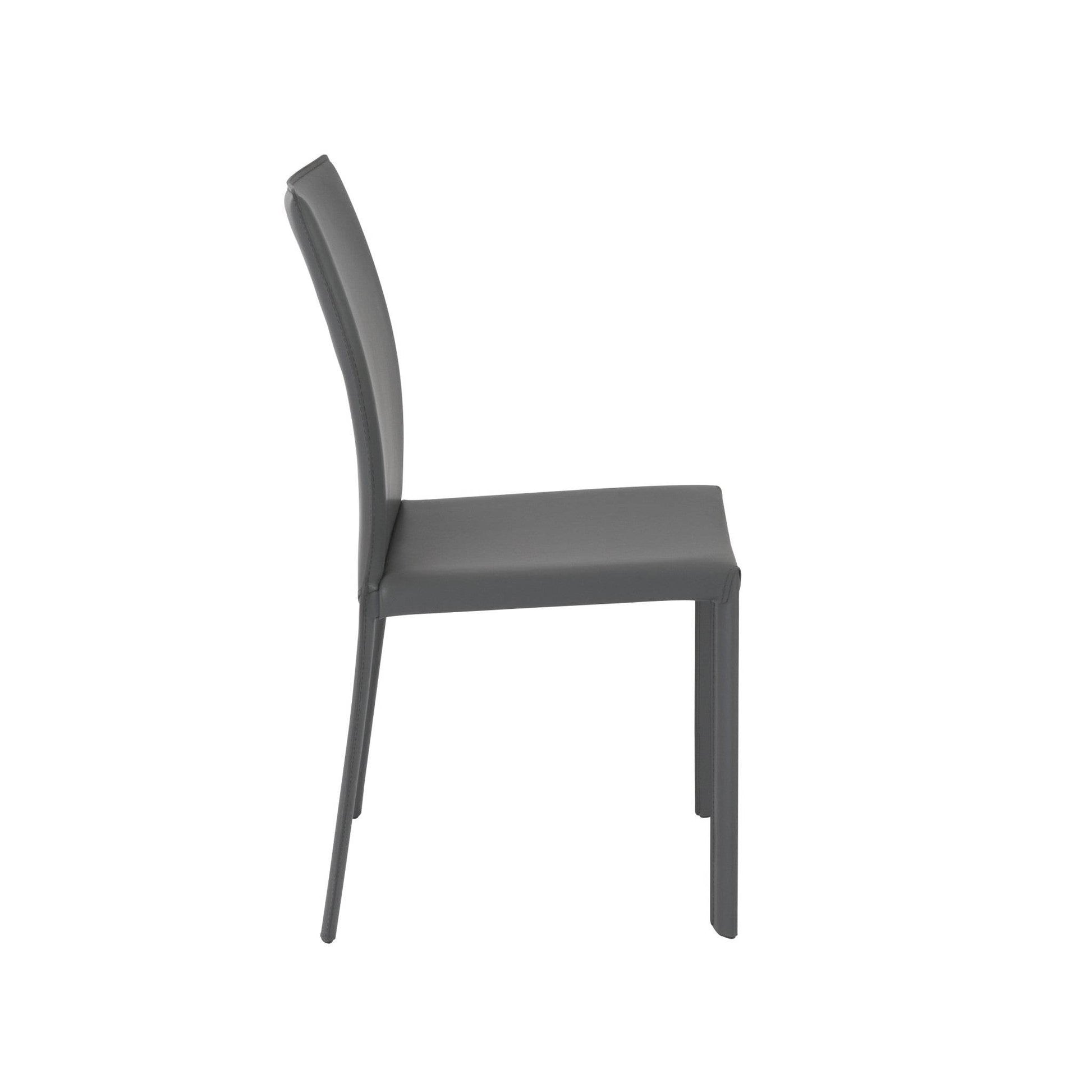 Set of Two Gray Upholstered Leather Dining Side Chairs - Loft&Timber