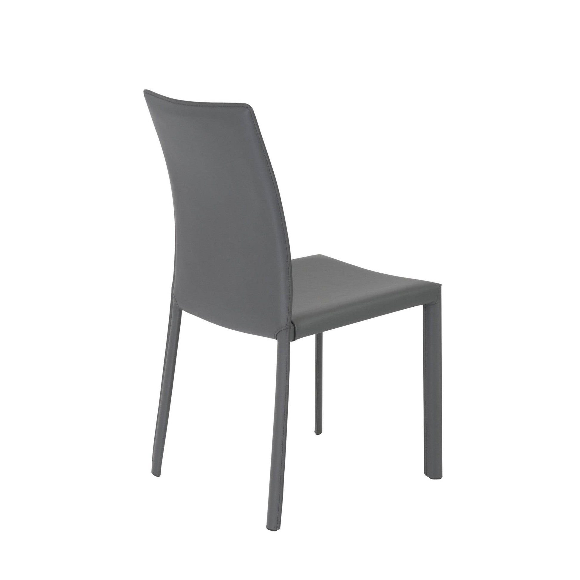 Set of Two Gray Upholstered Leather Dining Side Chairs - Loft&Timber