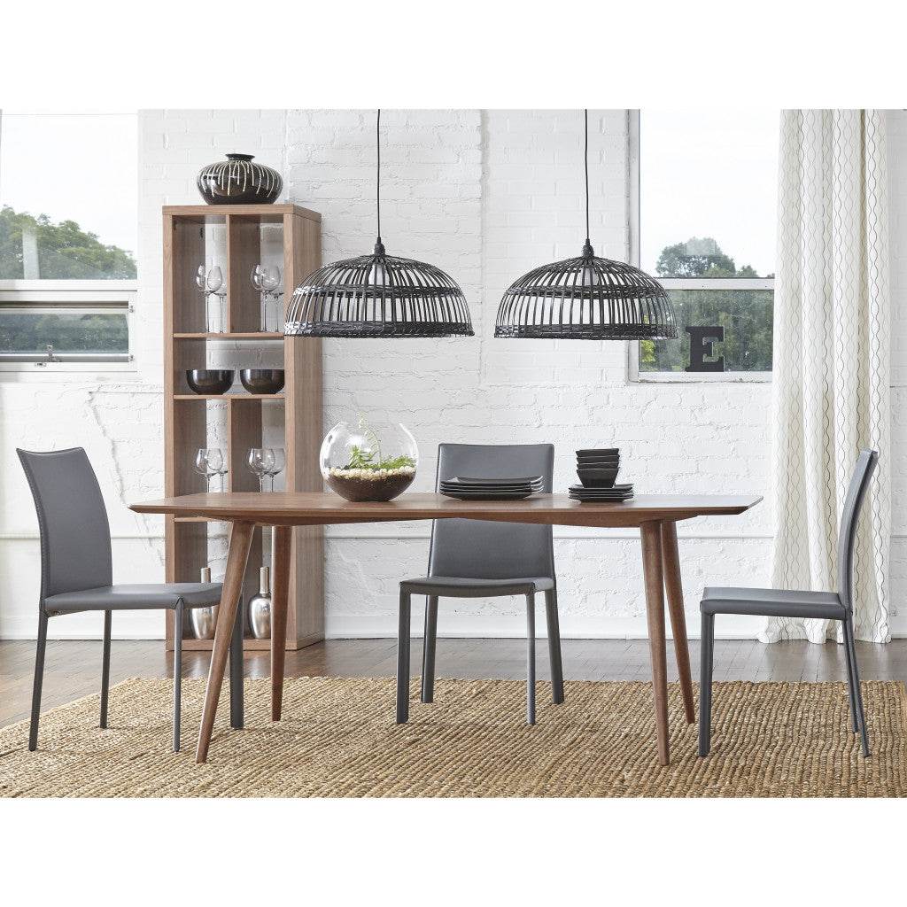 Set of Two Gray Upholstered Leather Dining Side Chairs - Loft&Timber
