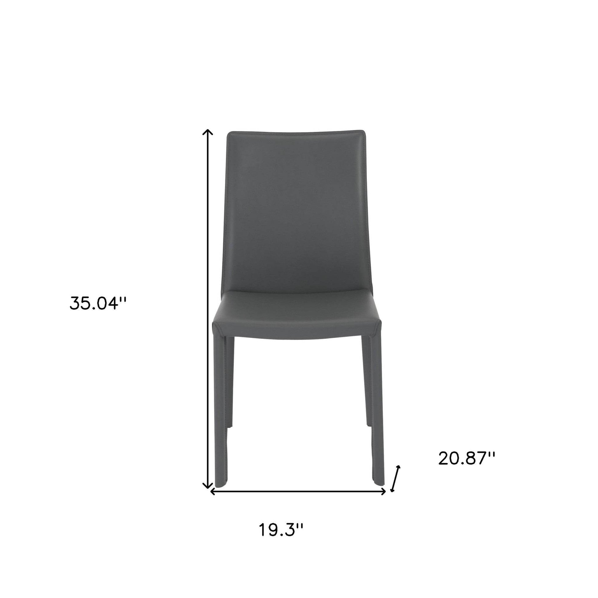 Set of Two Gray Upholstered Leather Dining Side Chairs - Loft&Timber