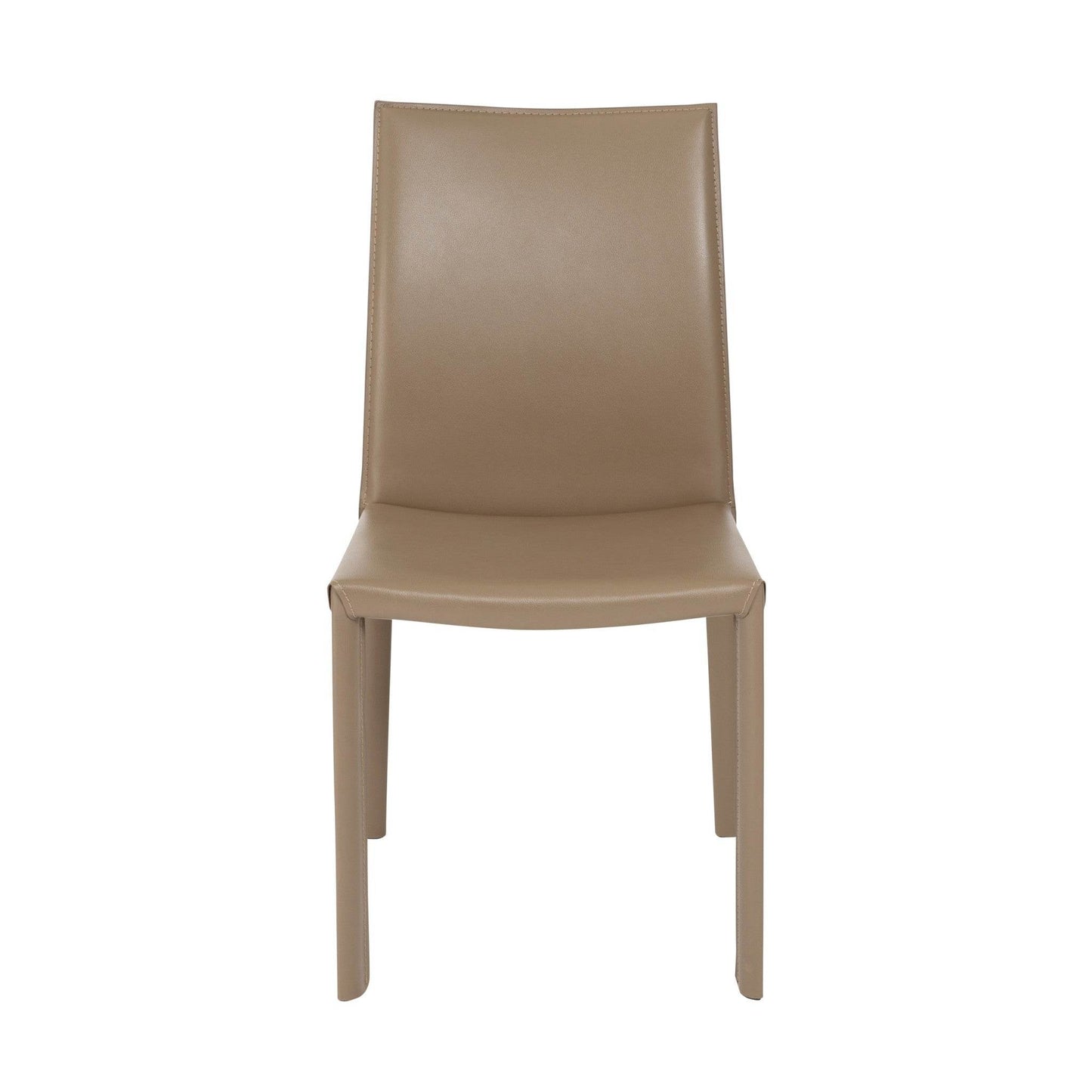 Set of Two Taupe Upholstered Leather Dining Side Chairs - Loft&Timber