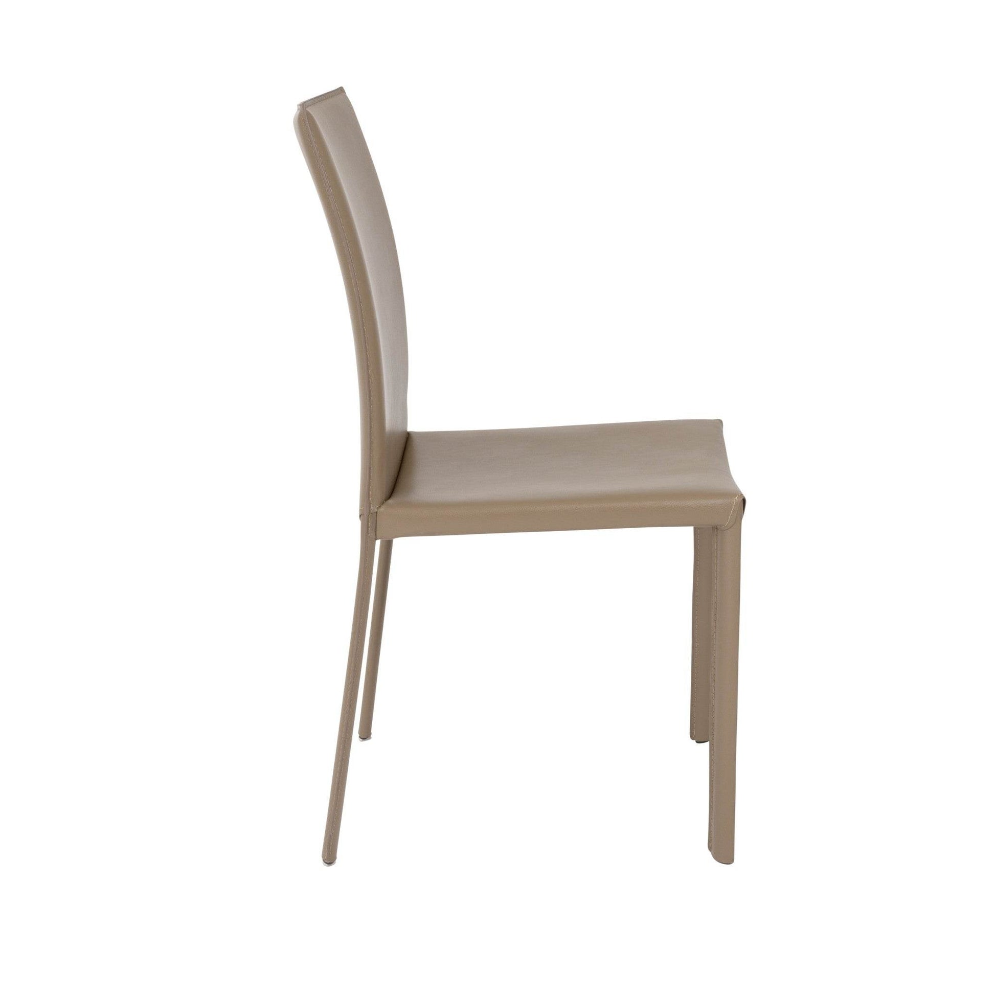 Set of Two Taupe Upholstered Leather Dining Side Chairs - Loft&Timber