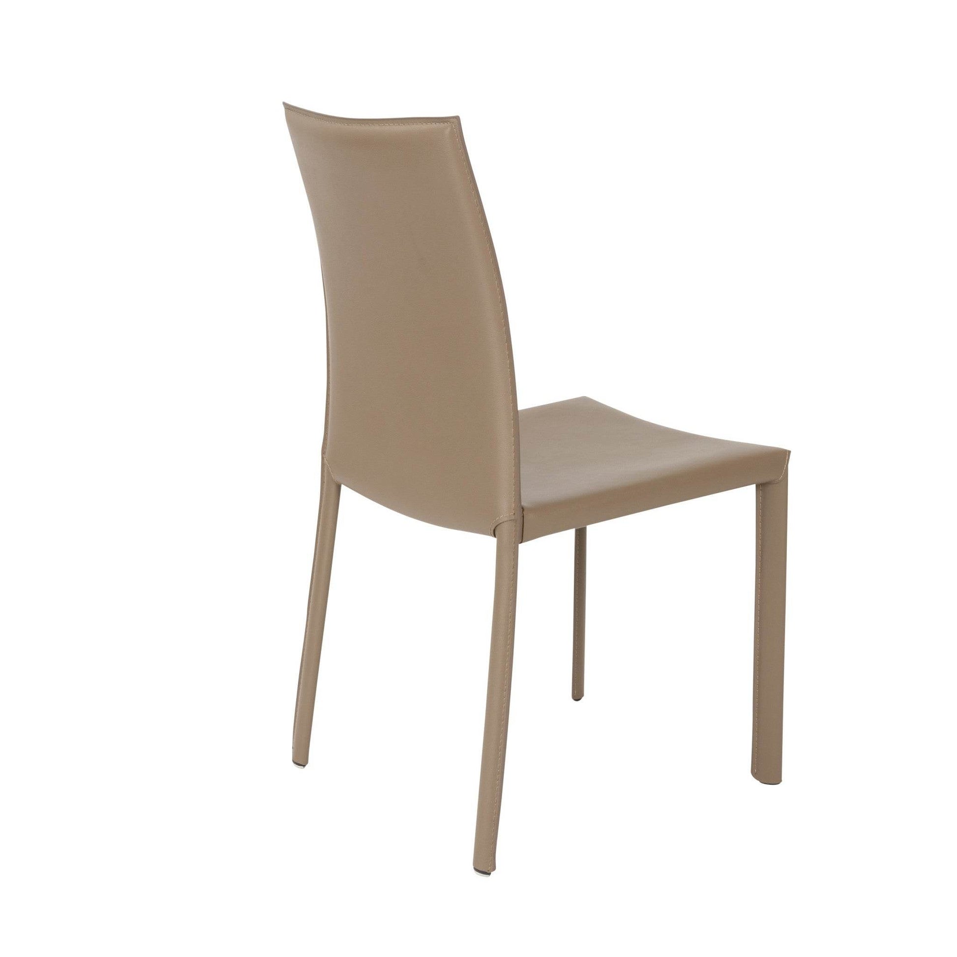 Set of Two Taupe Upholstered Leather Dining Side Chairs - Loft&Timber