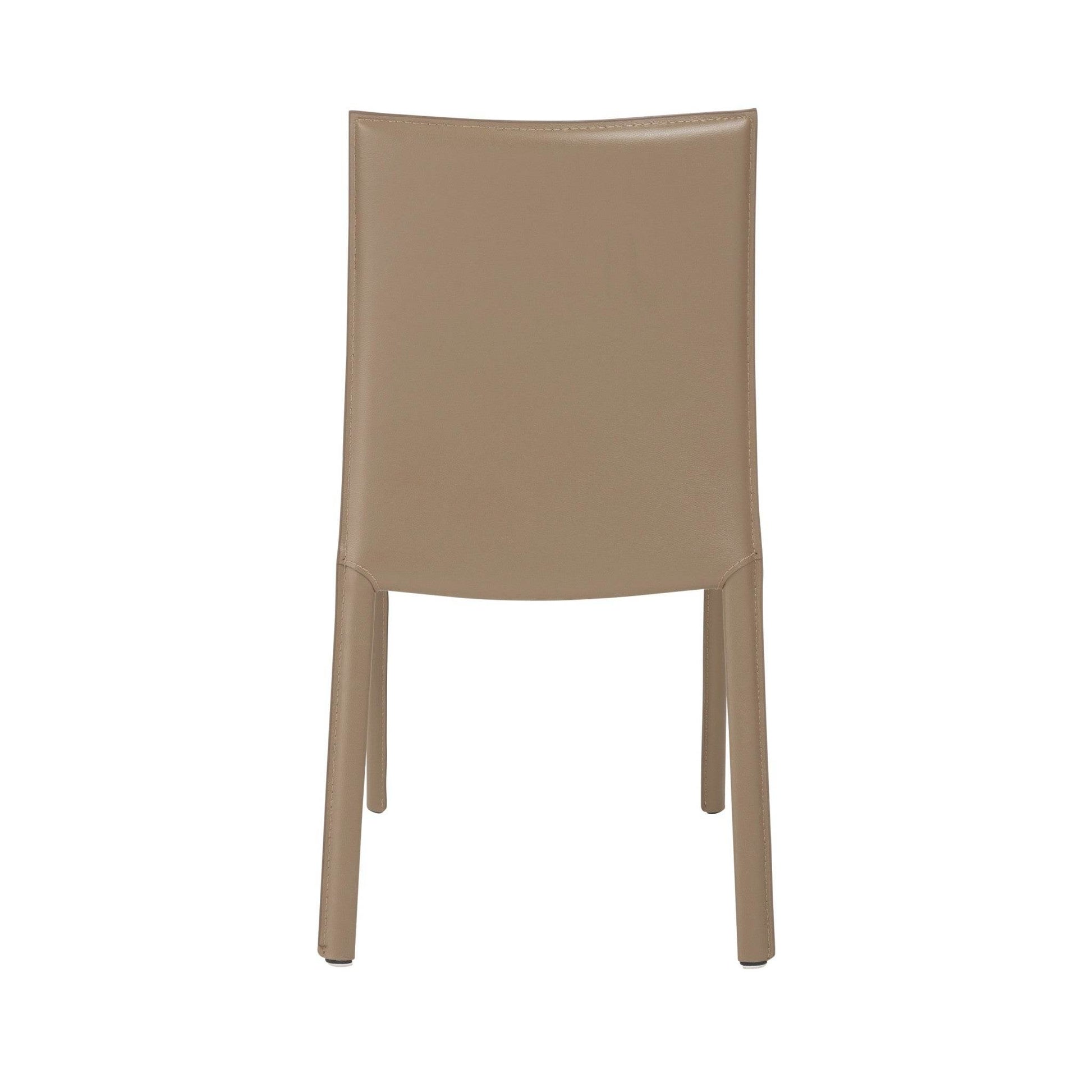 Set of Two Taupe Upholstered Leather Dining Side Chairs - Loft&Timber