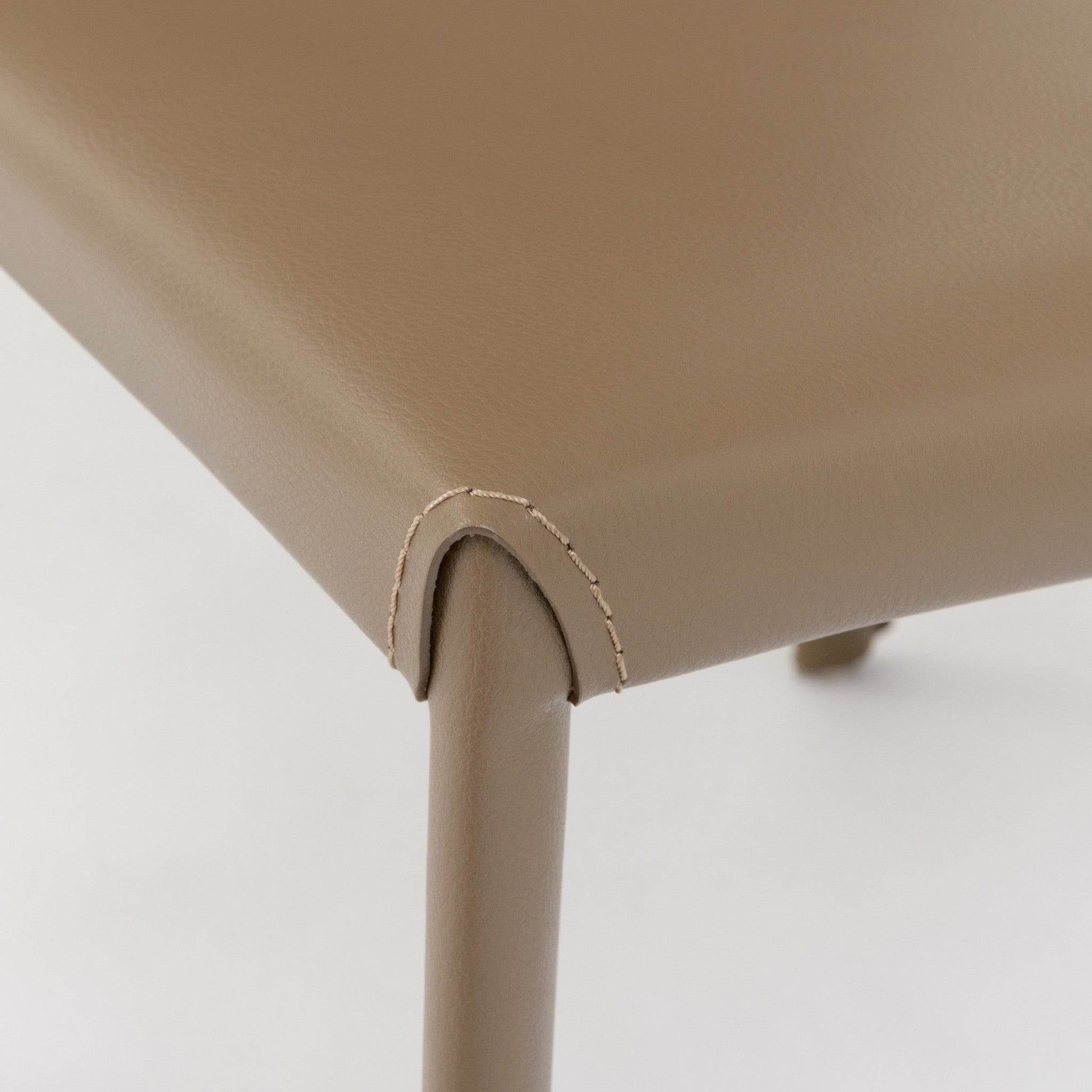 Set of Two Taupe Upholstered Leather Dining Side Chairs - Loft&Timber
