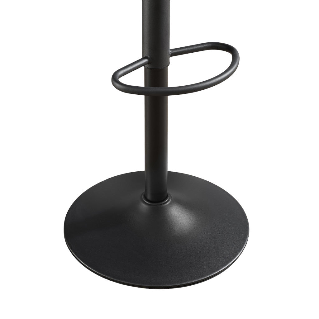 Set of Two 31" Black Faux Leather And Steel Swivel Low Back Adjustable Height Bar Chairs - Loft&Timber