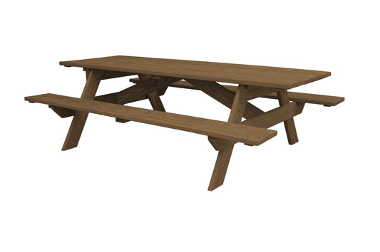94" Brown Solid Wood Outdoor Picnic Table-1
