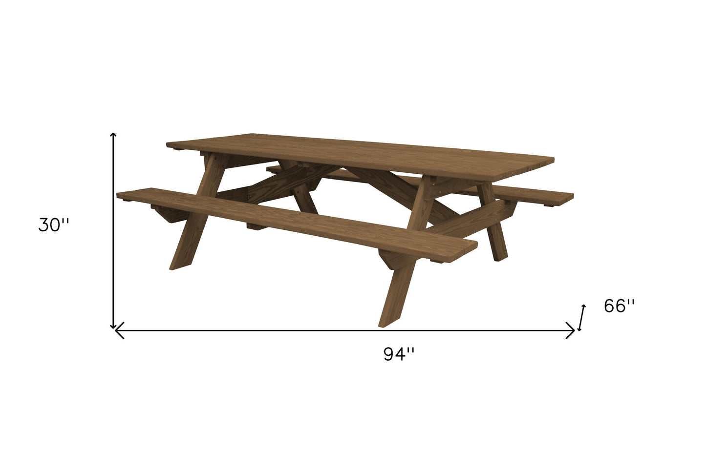 94" Brown Solid Wood Outdoor Picnic Table-3