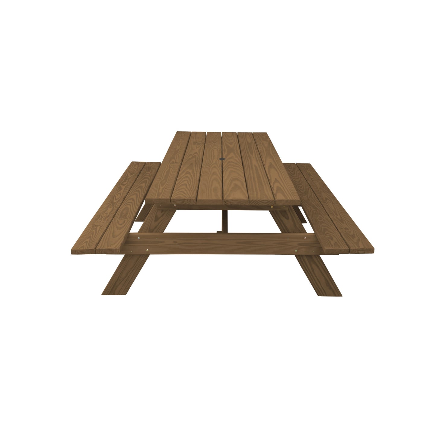 94" Brown Solid Wood Outdoor Picnic Table with Umbrella Hole-1