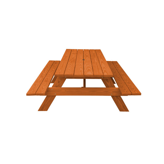 94" Brown Solid Wood Outdoor Picnic Table with Umbrella Hole-1