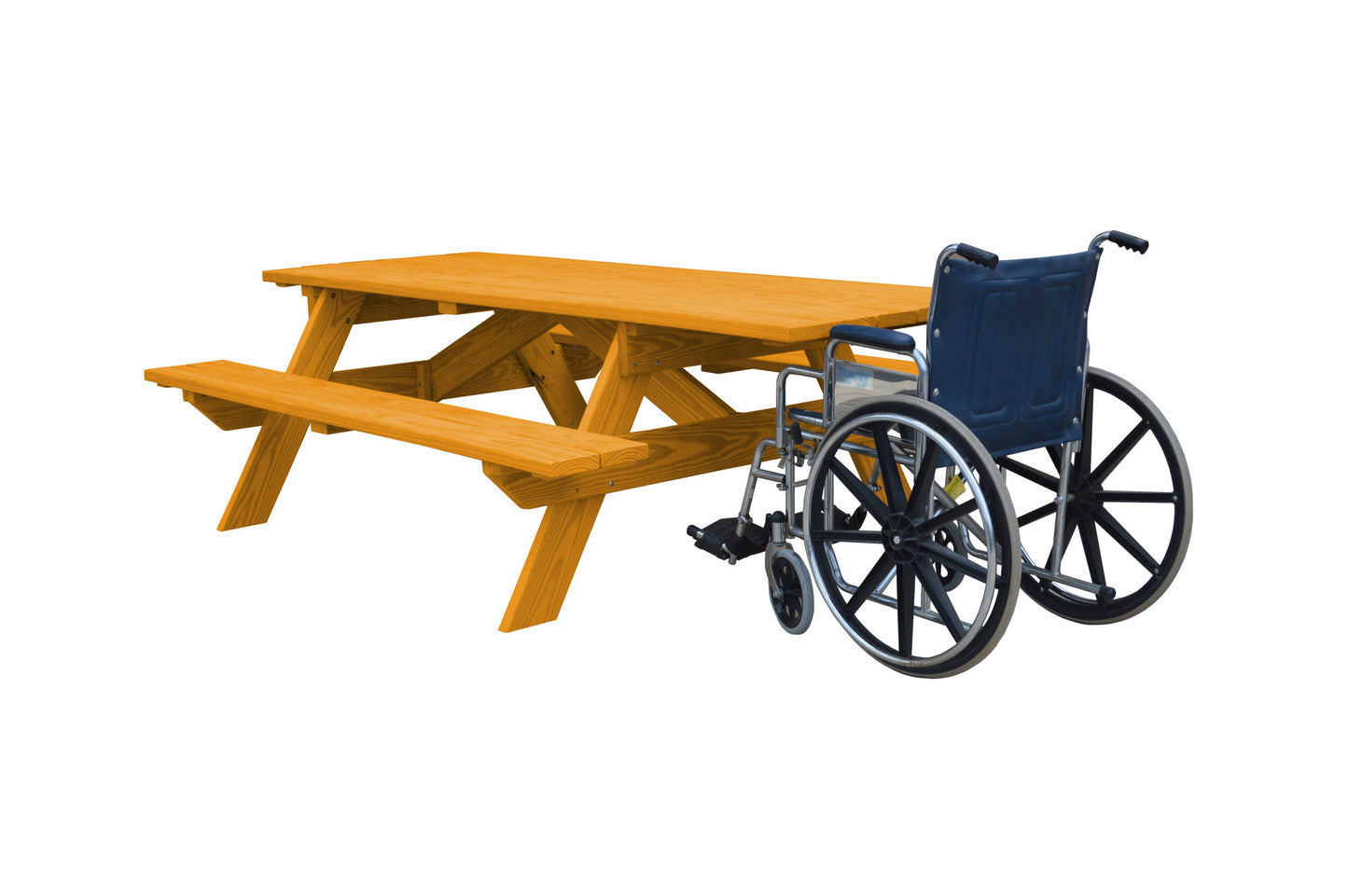 94" Natural Solid Wood Outdoor Picnic Table-2