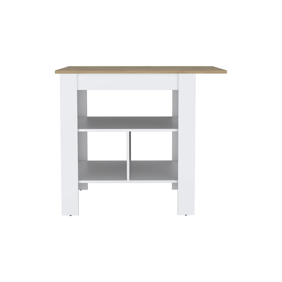 35" Natural and White Wood Kitchen Island With Storage - Loft&Timber