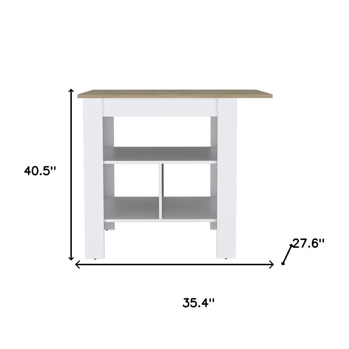35" Natural and White Wood Kitchen Island With Storage - Loft&Timber