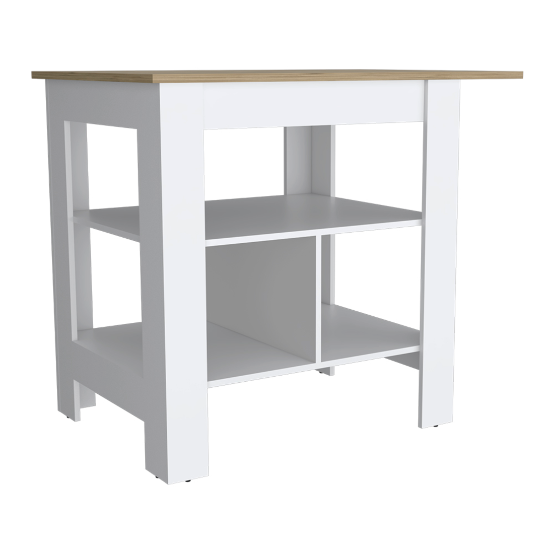 35" Natural and White Wood Kitchen Island With Storage - Loft&Timber