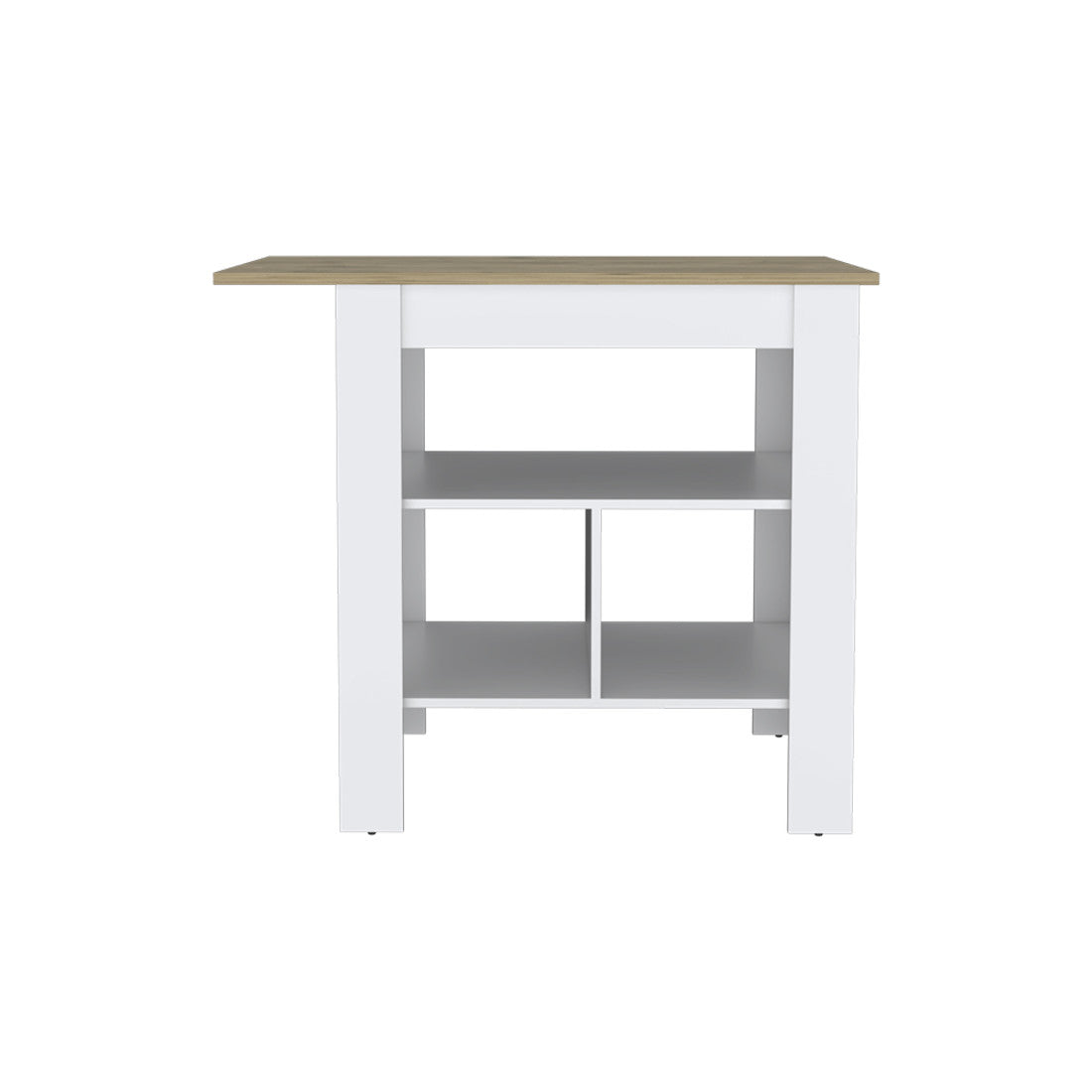 35" Natural and White Wood Kitchen Island With Storage - Loft&Timber