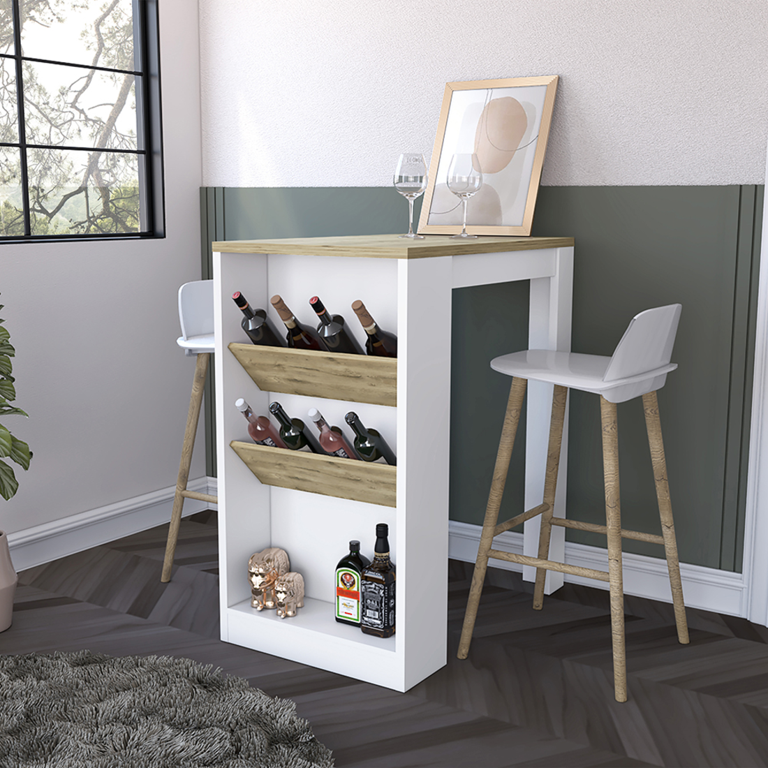36" Natural and White Wood Kitchen Island With Storage - Loft&Timber