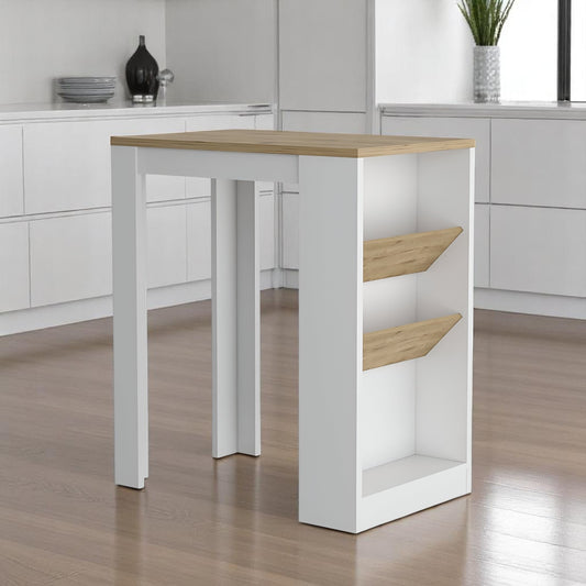 36" Natural and White Wood Kitchen Island With Storage - Loft&Timber