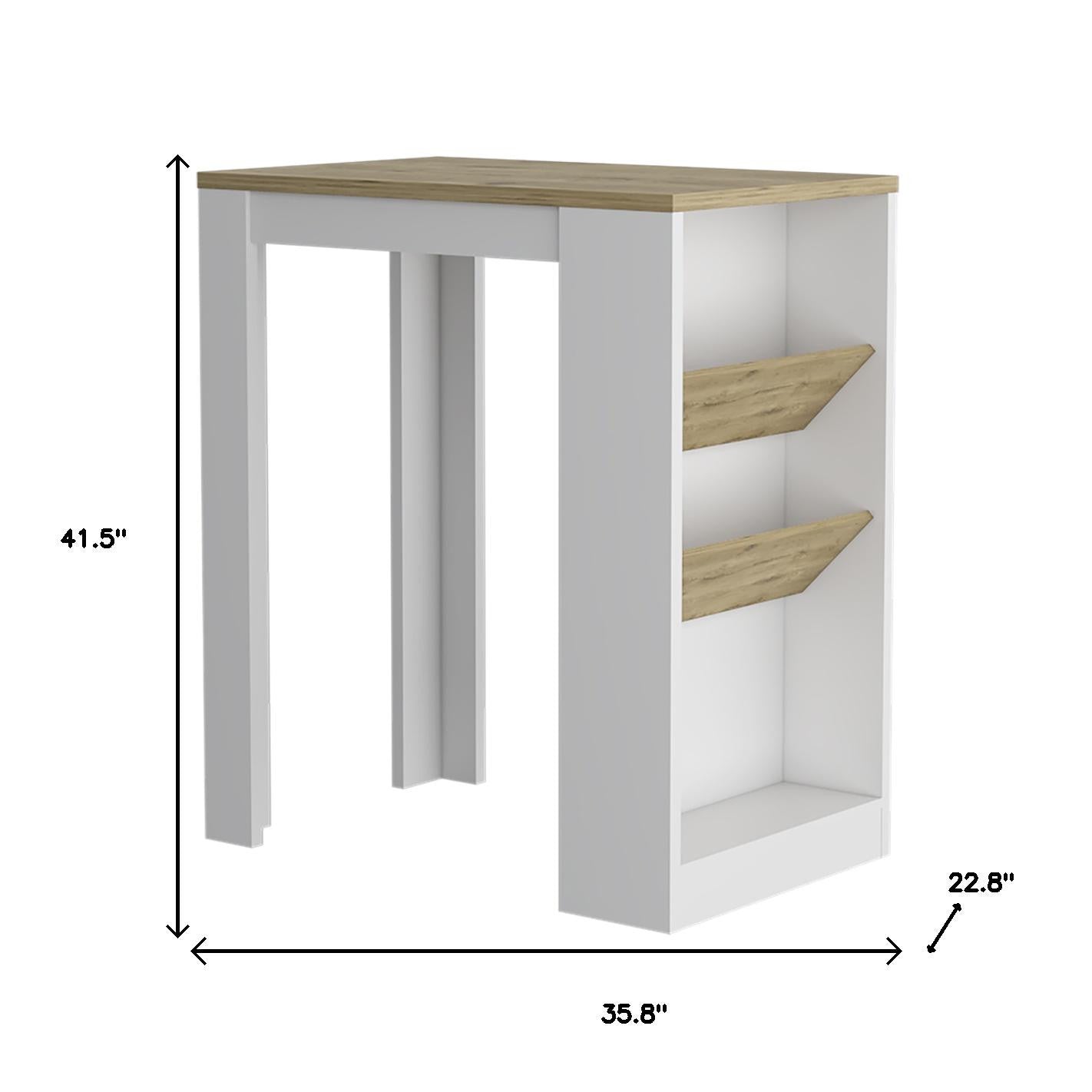 36" Natural and White Wood Kitchen Island With Storage - Loft&Timber