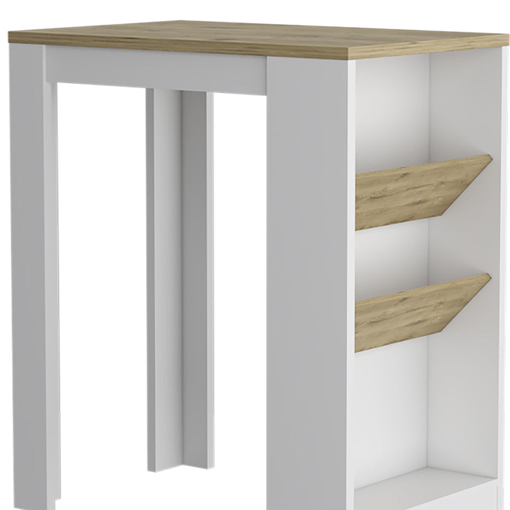 36" Natural and White Wood Kitchen Island With Storage - Loft&Timber