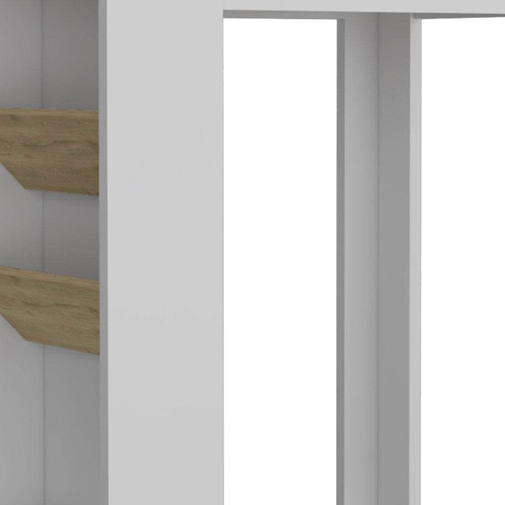 Set of Two Oak and White Wood Kitchen Island And Pantry Cabinet - Loft&Timber
