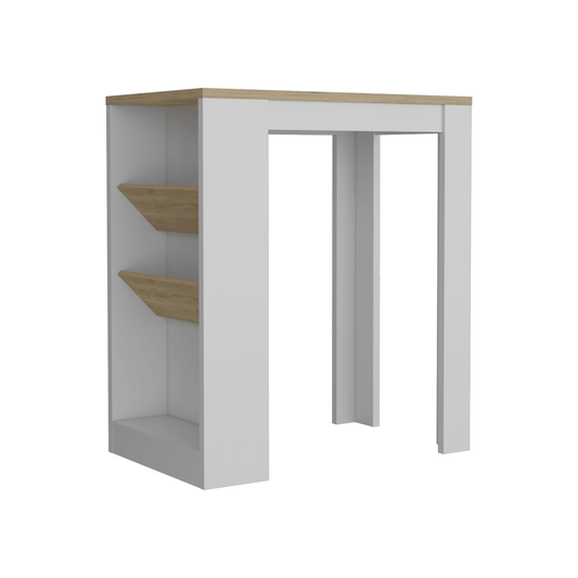 Set of Two Oak and White Wood Kitchen Island And Pantry Cabinet - Loft&Timber