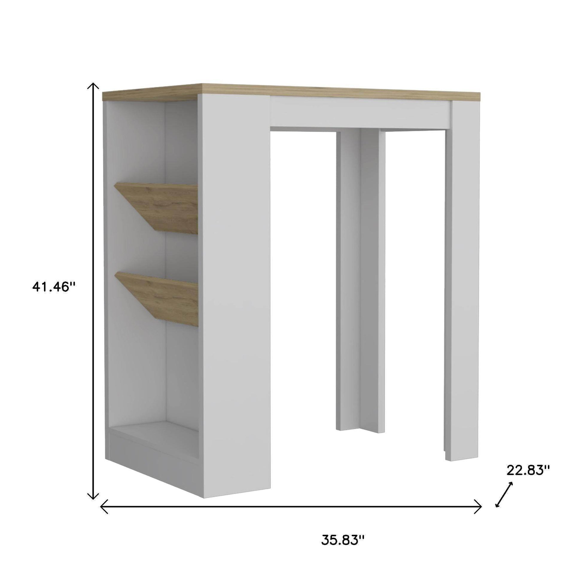 Set of Two Oak and White Wood Kitchen Island And Pantry Cabinet - Loft&Timber
