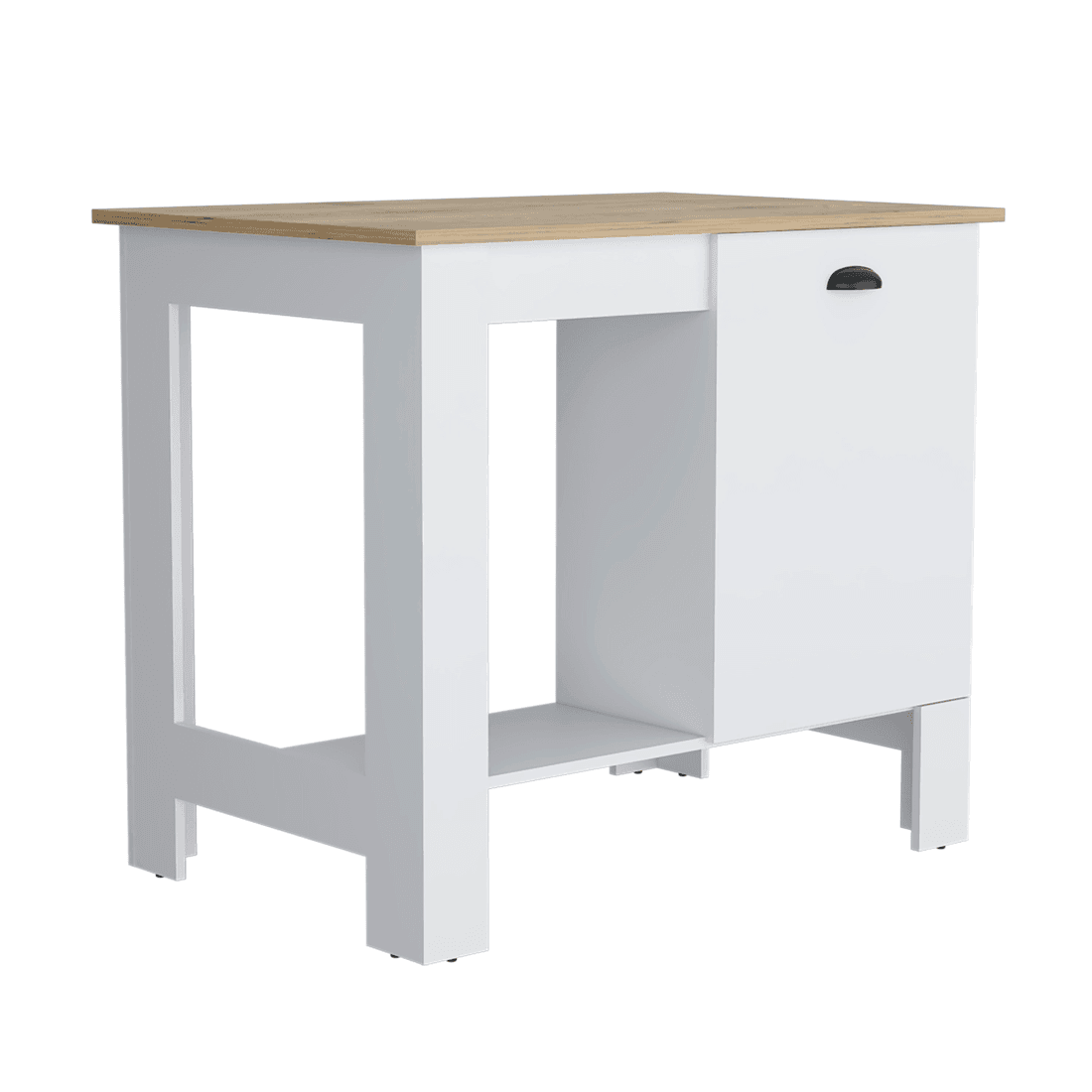 Set of Two Oak and White Wood Kitchen Island And Pantry Cabinet - Loft&Timber