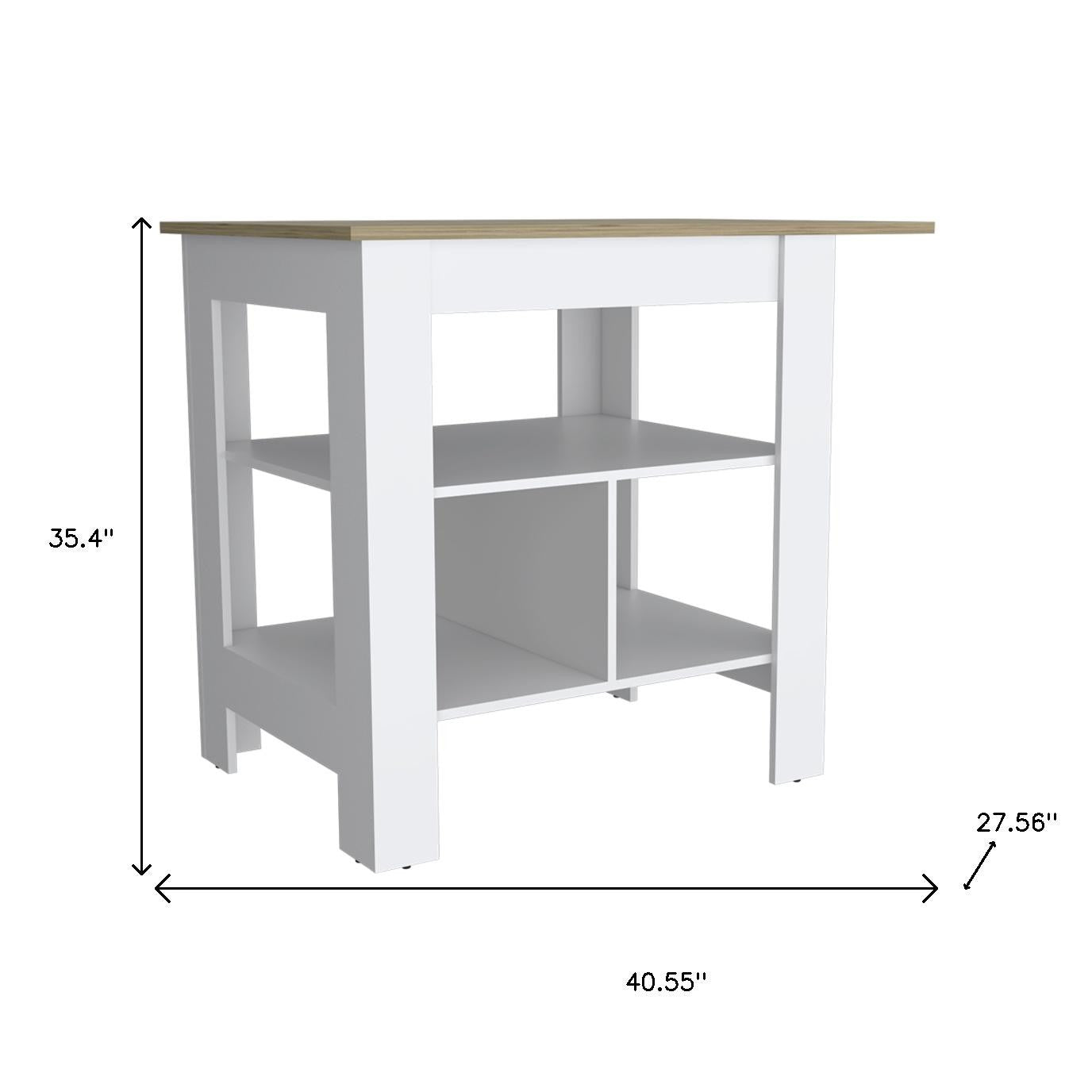 41" Natural and White Wood Kitchen Island Set With Storage - Loft&Timber