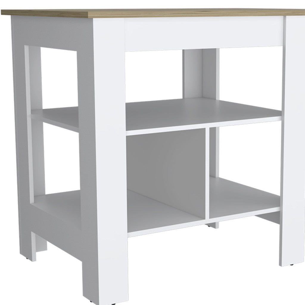 41" Natural and White Wood Kitchen Island Set With Storage - Loft&Timber
