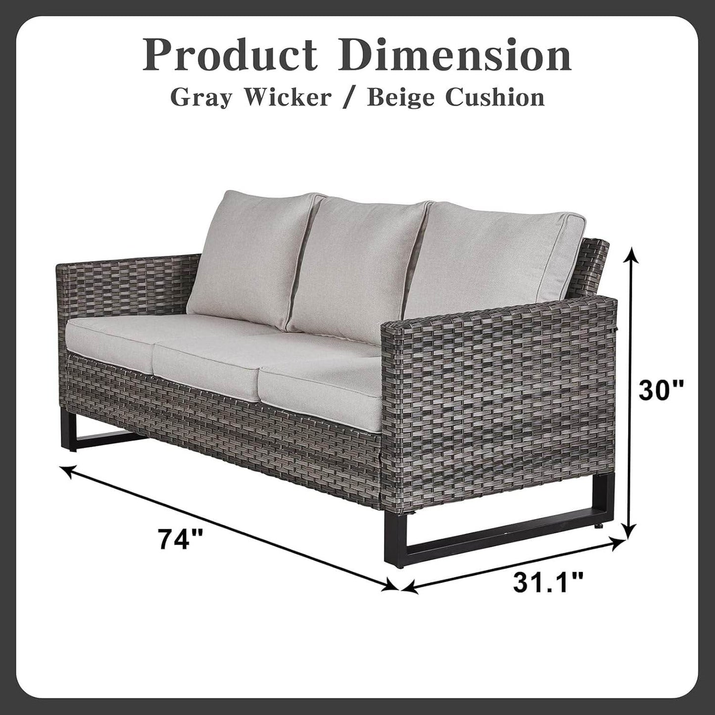 6 Piece Outdoor Furniture Patio Wicker Sofa Set, Oversize Outdoor Swivel Rocker Chairs with Rattan Ottomans, Conversation Sets Patio Furniture Come with Removable Washable Cushion - Loft&Timber