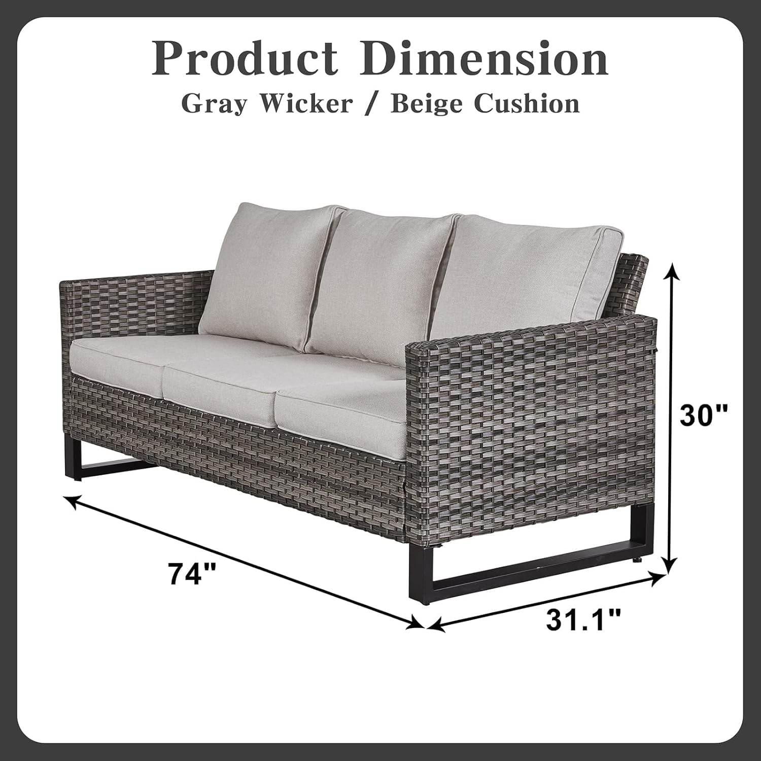 6 Piece Outdoor Furniture Patio Wicker Sofa Set, Oversize Outdoor Swivel Rocker Chairs with Rattan Ottomans, Conversation Sets Patio Furniture Come with Removable Washable Cushion - Loft&Timber