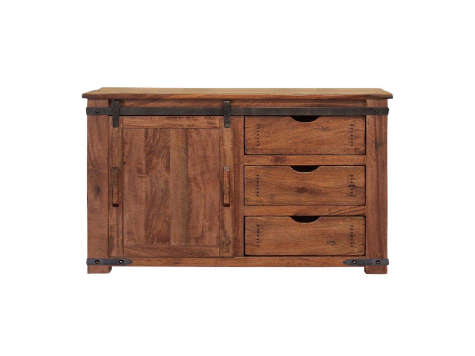 50" Brown Solid Wood Enclosed Storage Distressed TV Stand-1